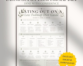 Eating Out on Low Fodmap Diet Guide | IBS Restaurant Guide | SIBO Dining Tips | Low Fodmap Printable | Eating Out Cheat Sheet | PDF Download