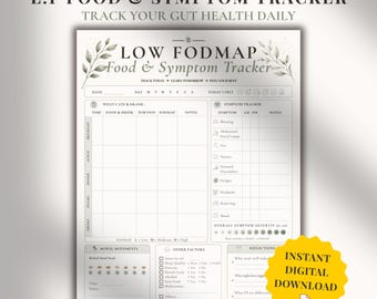 Low Fodmap Food & Symptom Tracker | IBS Tracker Printable | SIBO Food Diary | Gut Health Journal | Symptom Tracker PDF | Food Sensitivity