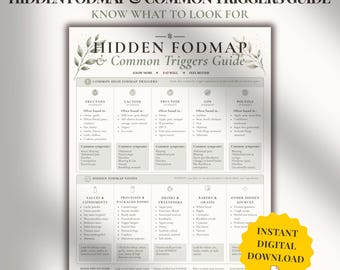 Hidden Fodmap & Common Food Triggers Guide | IBS Food Guide | SIBO Trigger Foods | Low Fodmap Printable | Food Sensitivity | PDF Download