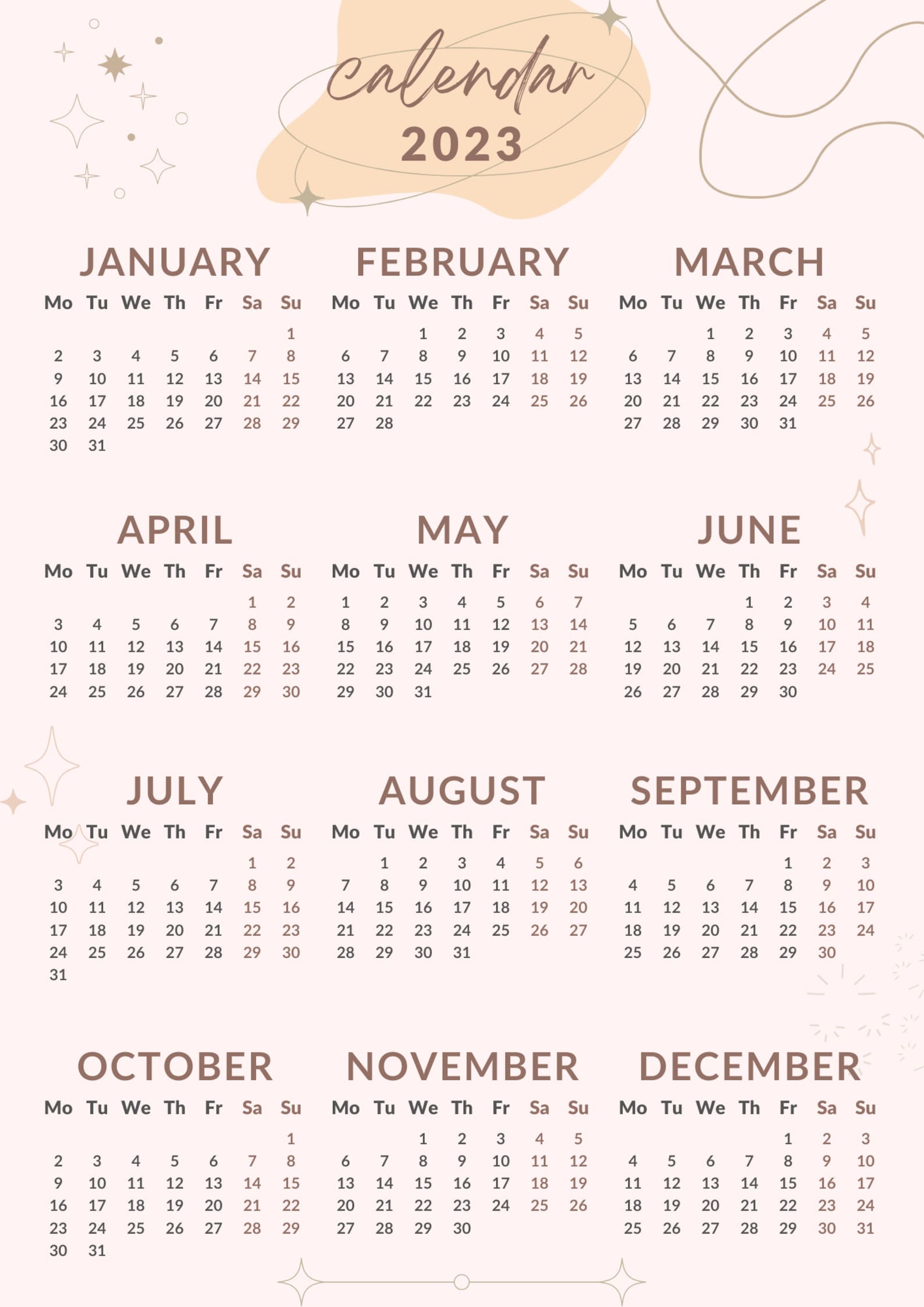 2023 Calendar Simple Calendar Aesthetic Calendar Etsy