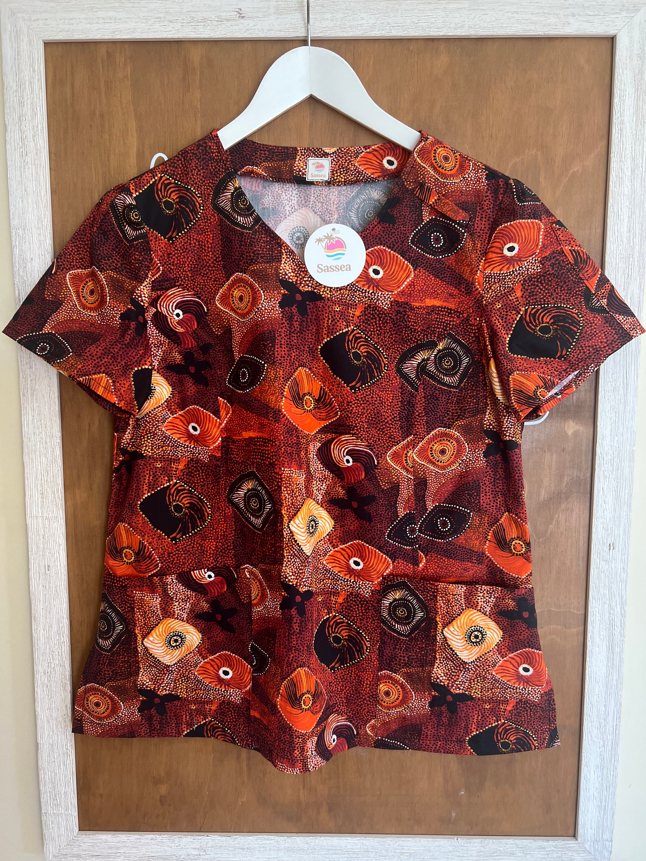 Aboriginal Print Scrub Top Maureen Hudson Nampajimpa Etsy Australia