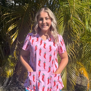 Pink Chillies Scrub top