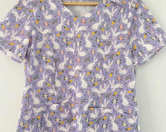 Purple Bunnies  Scrub top