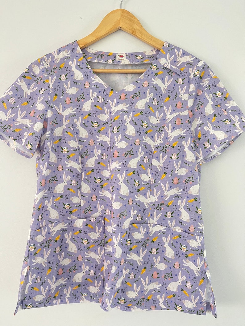 Purple Bunnies Scrub top image 1