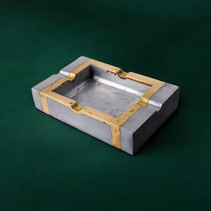 Brutalist ashtray by David Marshall, bronze and brass, Spain, 1970