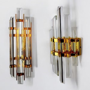 Duo of Venini Murano glass sconces Italy 1970