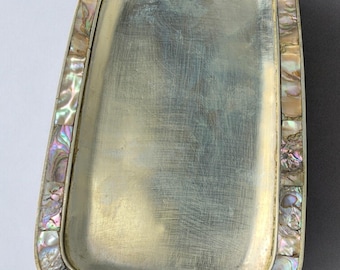 Abalone shell & alpaca tray, Mexico, 1970's