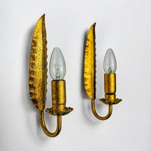 Pair of &quot;leaf&quot; sconces by Ferro Arte, Spain, 1960