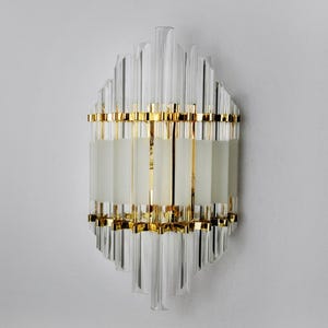 Venini wall lamp, murano triedri glass, italy, 1970