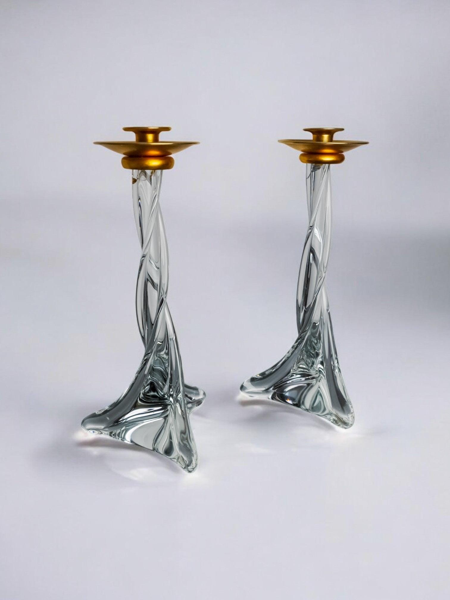 Pair of twisted Murano glass candlesticks, Italy, 1970
