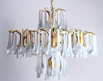 Candlestick drops by Venini, 5 arms, murano glass, Italy, 1960