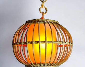 Rattan pendant light, France, 1960