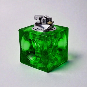 Green ice cube lighter by Antonio Imperatore, murano glass, Italy, 1970
