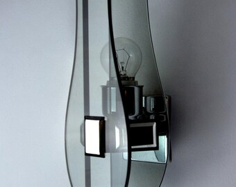 Black Veca wall lamp, cut Murano glass, Italy, 1970