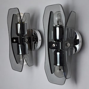Pair of black Veca sconces, murano glass, Italy, 1960