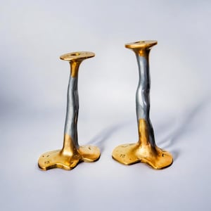 Pair of Brutalist candlesticks by David Marshall, Spain, 1970