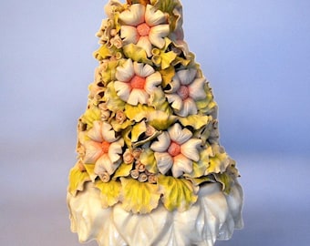 Floral biscuit porcelain lamp 1970 table lamp
