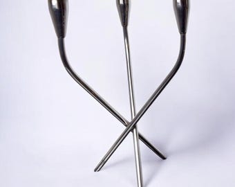 Scandinavian 3-arm candlestick in alpaca, Sweden, 1970