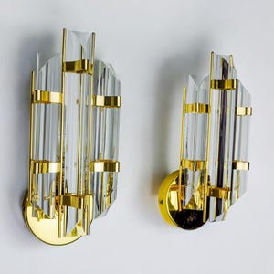 Pair of Venini sconces, triedri glass, Murano, Italy 1970