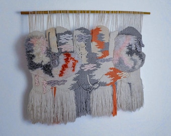 Textured macrame wall tapestry, folk art, Spain, 1970's