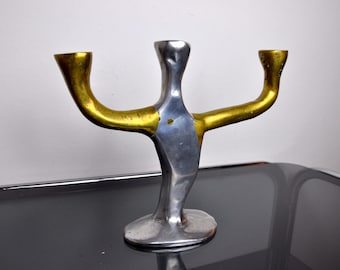 Brutalist candlestick 3 arms David Marshall, Spain, 1970