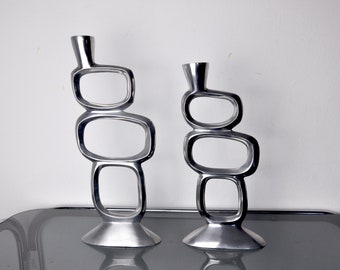 Pair of Swan Candlesticks by Matthew Hilton, England, 1980