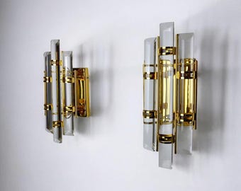 Pair of Venini Murano glass sconces Italy 1970