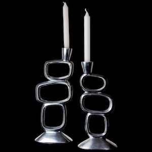 Pair of circle candlesticks by Matthew Hilton, England, 1980