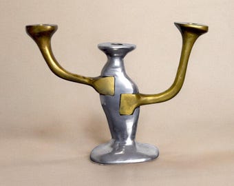 Pair of brutalist candlesticks by David Marshall, 1980, Spain