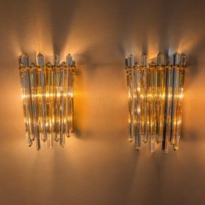 Pair of Venini wall lights, murano glass, Italy, 1970