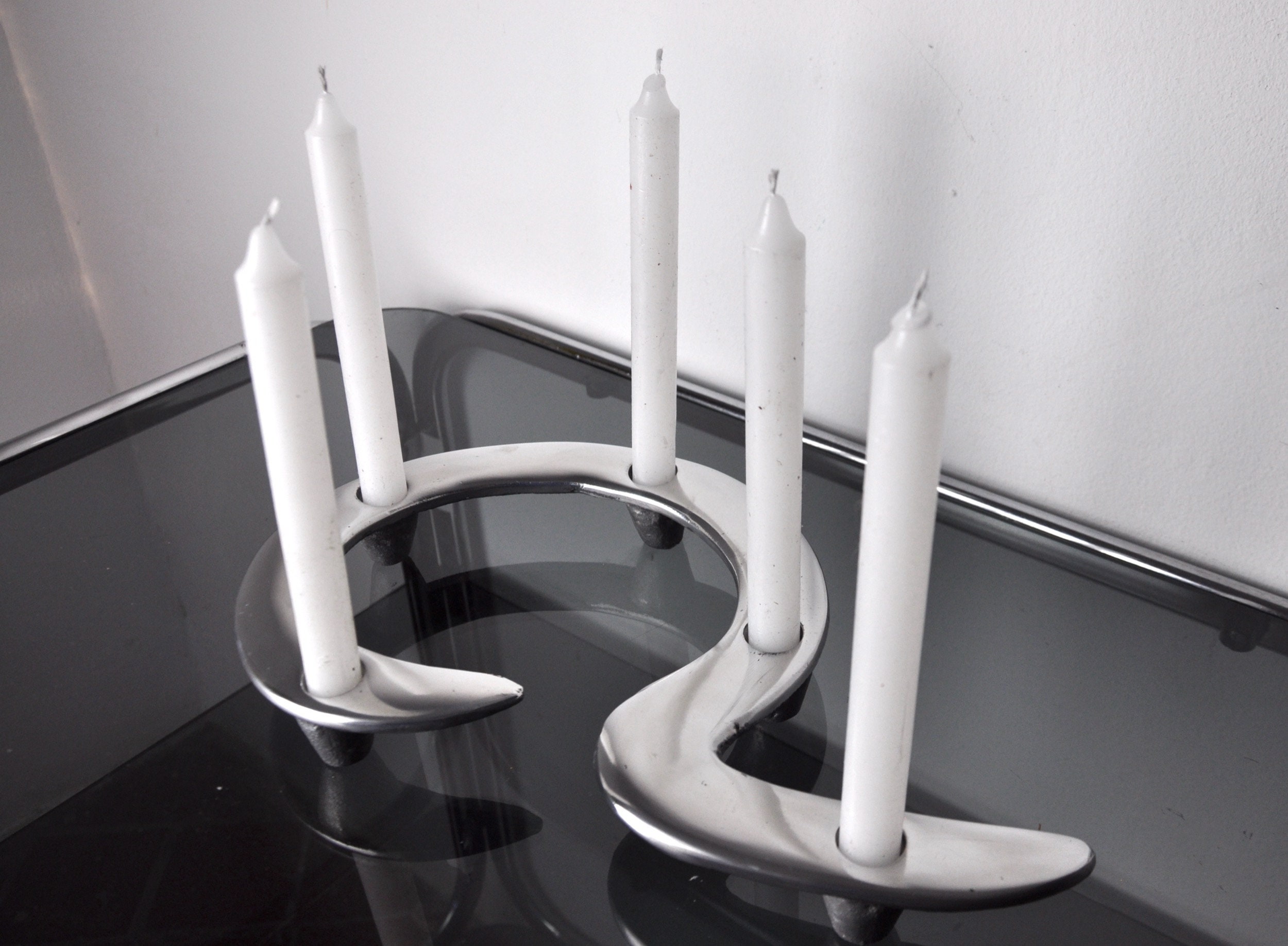 Pair of Swan Candlesticks by Matthew Hilton, England, 1980