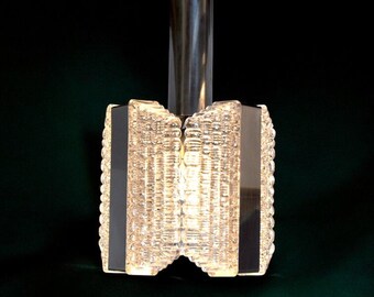 Kaiser Leuchten candlestick, textured crystals, Germany, 1960