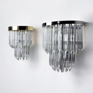 The 1970s Paolo Venini Chrome and Glass Sconces, Italy - a Pair