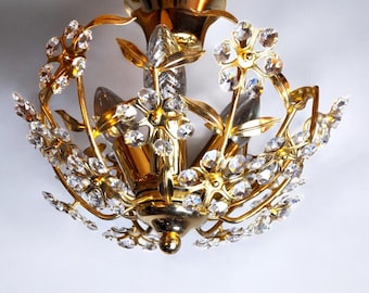 Ceiling lamp Oscar Torlasco for Stilkronen, cut glass, Italy, 1980