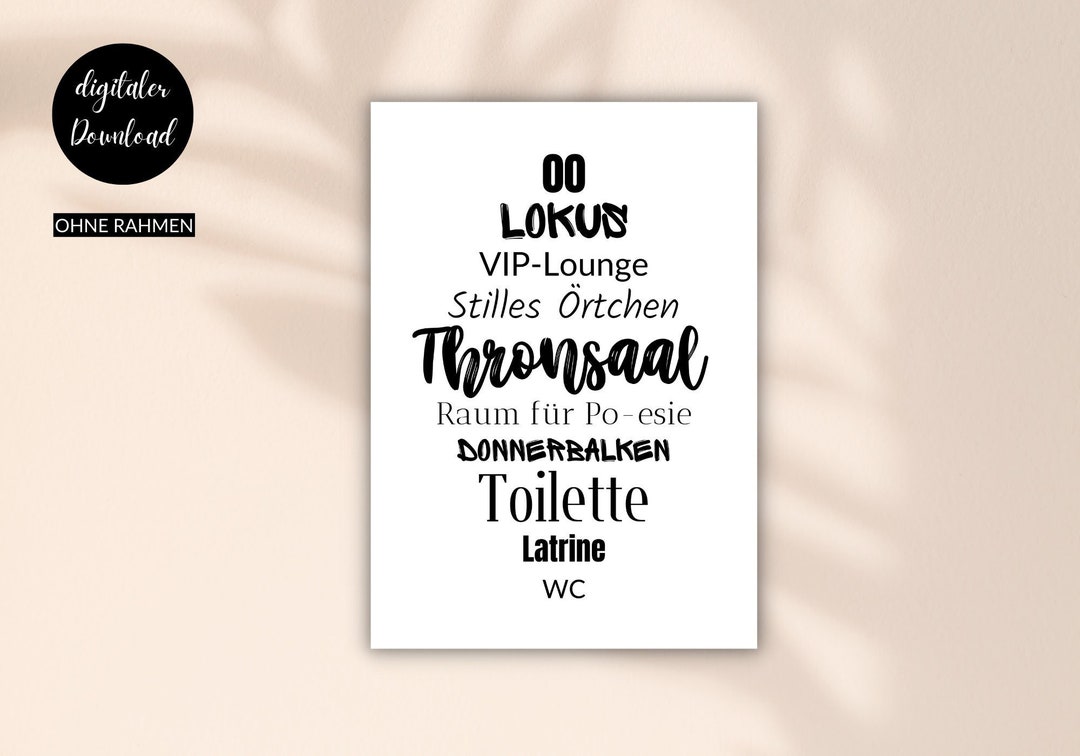 Definition Toilet Guest Toilet Poster Digital Download Etsy