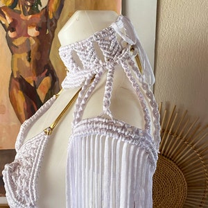 Βurning man Festival Outfit woman, Festival clothing women, Festival set of macrame bra, macrame skirt and macrame shoulders, Macrame dress image 7