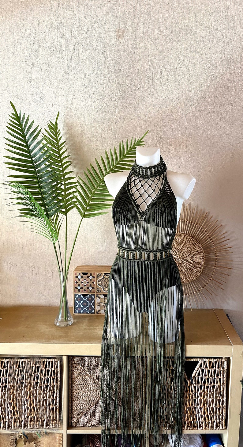 Burning man outfit, Festival mesh dress in khaki, Festival Clothing woman, Fishnet macrame dress, Sheer dress,Macrame top, Fire Performance Active