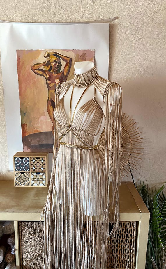 gold choker dress The Louise in Pearl with Gold Wiring main image 0