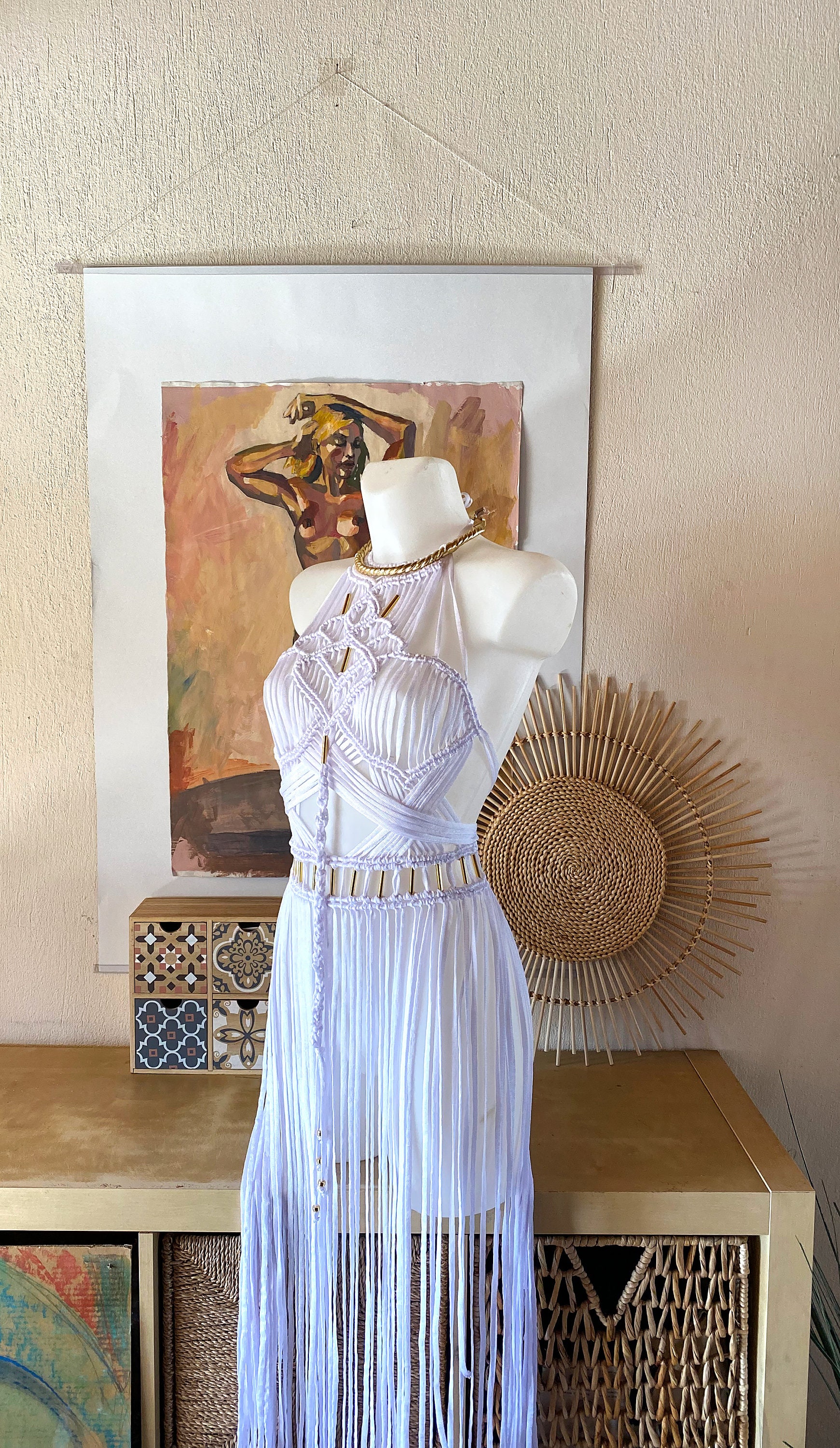 FAST SHIPPING Burning Man Festival Outfit, White Macrame Dress,white ...