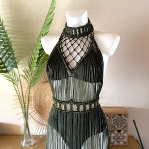 Burning man outfit, Festival mesh dress in khaki, Festival Clothing woman, Fishnet macrame dress, Sheer dress,Macrame top, Fire Performance Active