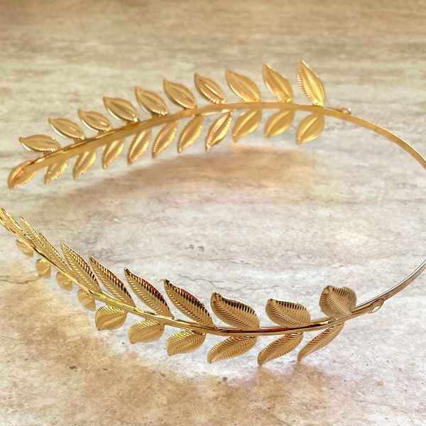 Greek Goddess Leaf Crown, Roman Olive Leaf Tiara, Greek olive leaf headband, Olive Leaf Hairband, Gold Leaf Headpiece, Festival Halo Crown