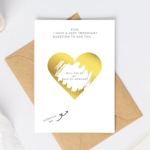 Carte de révélation à gratter de demoiselle d’honneur, surprise à gratter de mariage, révélation à gratter, serez-vous ma demoiselle d’honneur, carte à gratter personnalisée