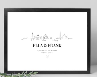 Rome engagement print, Engagement print, personalised engagement, couple gift, engagement gift, wedding