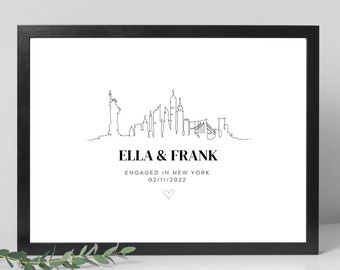 New York Engagement Print, engagement print, personalised engagement, Engagement gift, New York, personalised engagement print