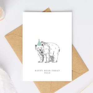 Carte d’anniversaire Bear, carte d’anniversaire, carte d’anniversaire personnalisée, anniversaire personnalisée, carte d’anniversaire amusante, carte de vœux