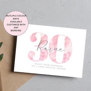 carte d'anniversaire personnalisée 30e, trente, 30e anniversaire, fille, femme, ami, carte d'anniversaire personnalisée, anniversaire personnalisé