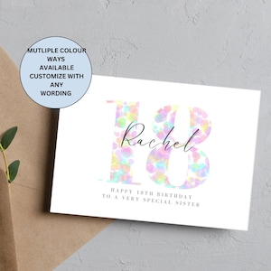 cartão de aniversário de 18 anos personalizado, dezoito anos, aniversário de 18 anos, filha, amiga, cartão de aniversário personalizado, aniversário personalizado