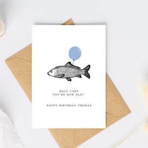Cartão de aniversário de pesca, cartão de aniversário de carpa, cartão de aniversário personalizado, aniversário personalizado, cartão de aniversário engraçado, cartão de felicitações