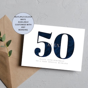 carte d'anniversaire personnalisée 50e, cinquante, 50e anniversaire, mari, frère, ami, carte d'anniversaire personnalisée, anniversaire personnalisé