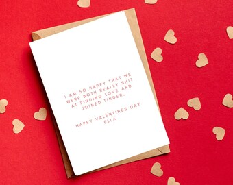 Tinder valentines day card, funny valentines, tinder card, personalised card, happy valentines, valentines card, love, greeting card